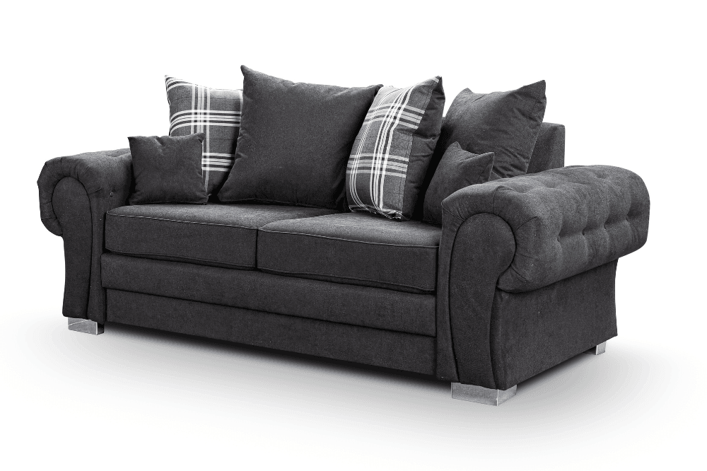 Verona Scatter Black Fabric 3 Seater Sofa