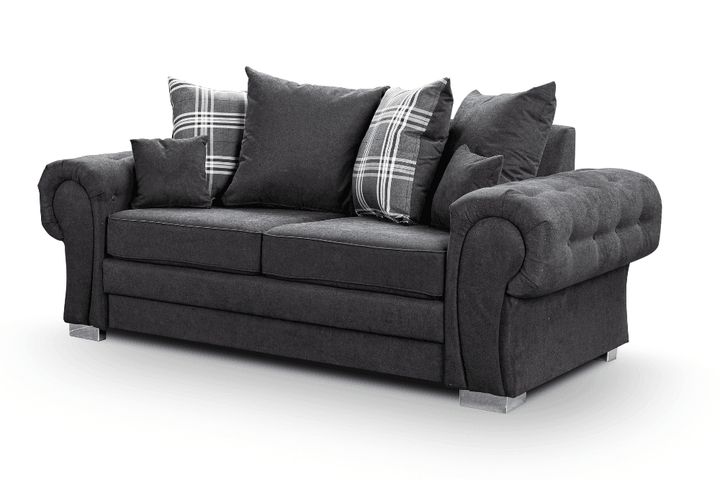 Verona Scatter Black Fabric 3 Seater Sofa