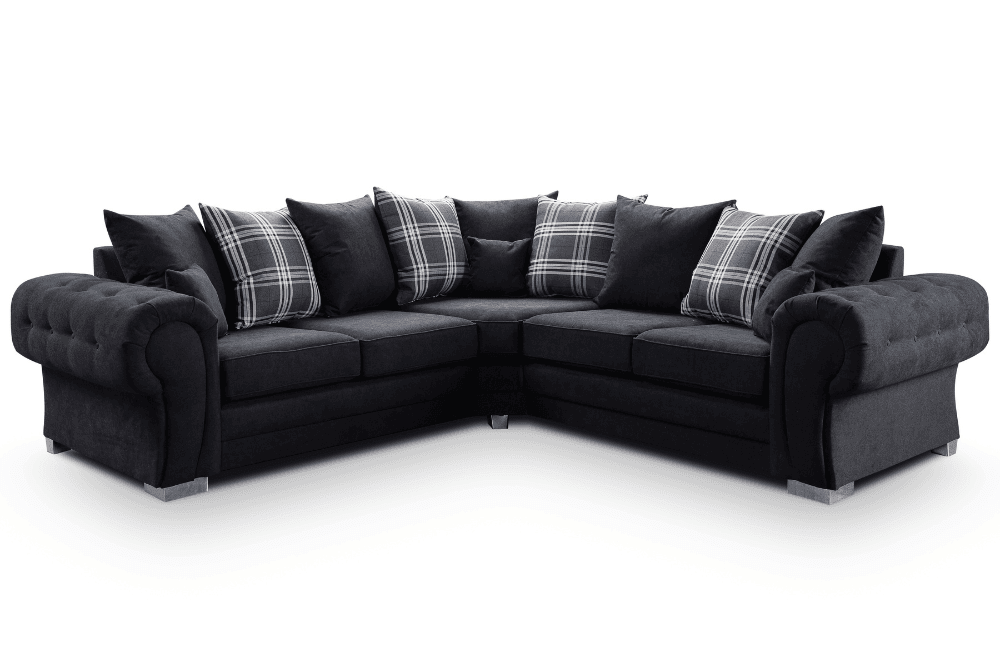 Verona Scatter Black Fabric Corner Sofa