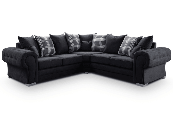 Verona Scatter Black Fabric Corner Sofa