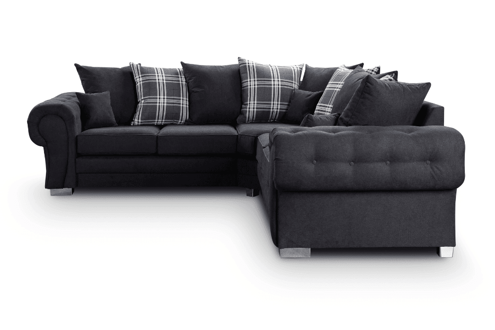 Verona Scatter Black Fabric Corner Sofa