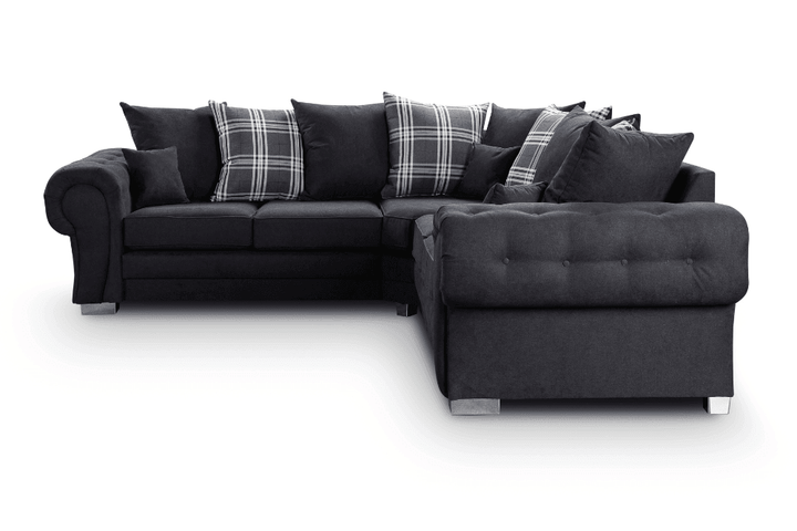 Verona Scatter Black Fabric Corner Sofa