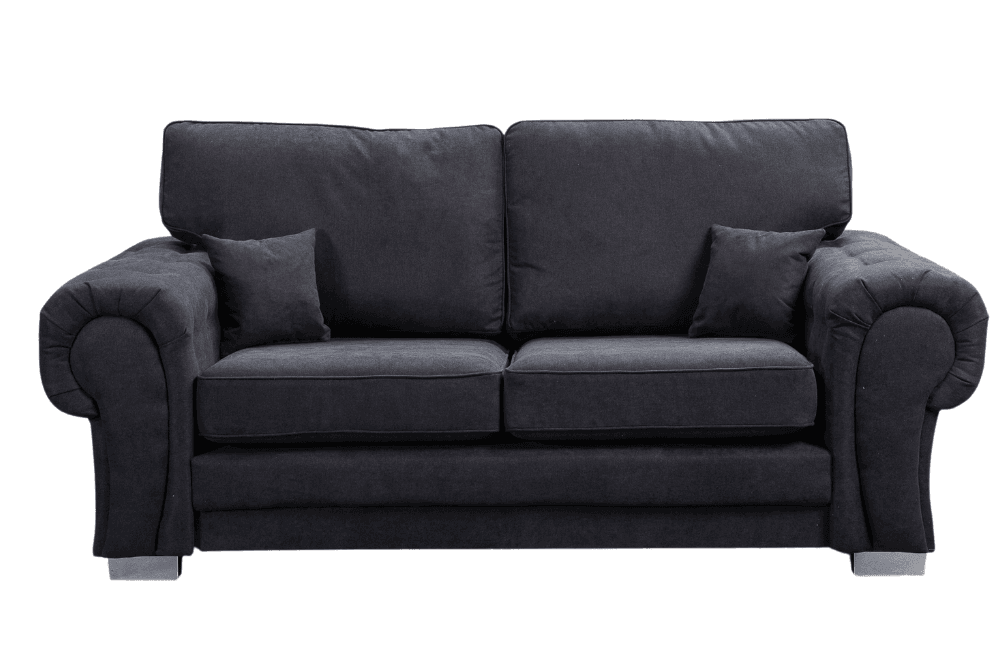 Verona High Back Black Fabric 3 Seater Sofa