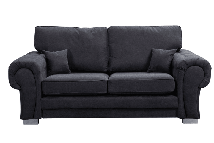 Verona High Back Black Fabric 3 Seater Sofa
