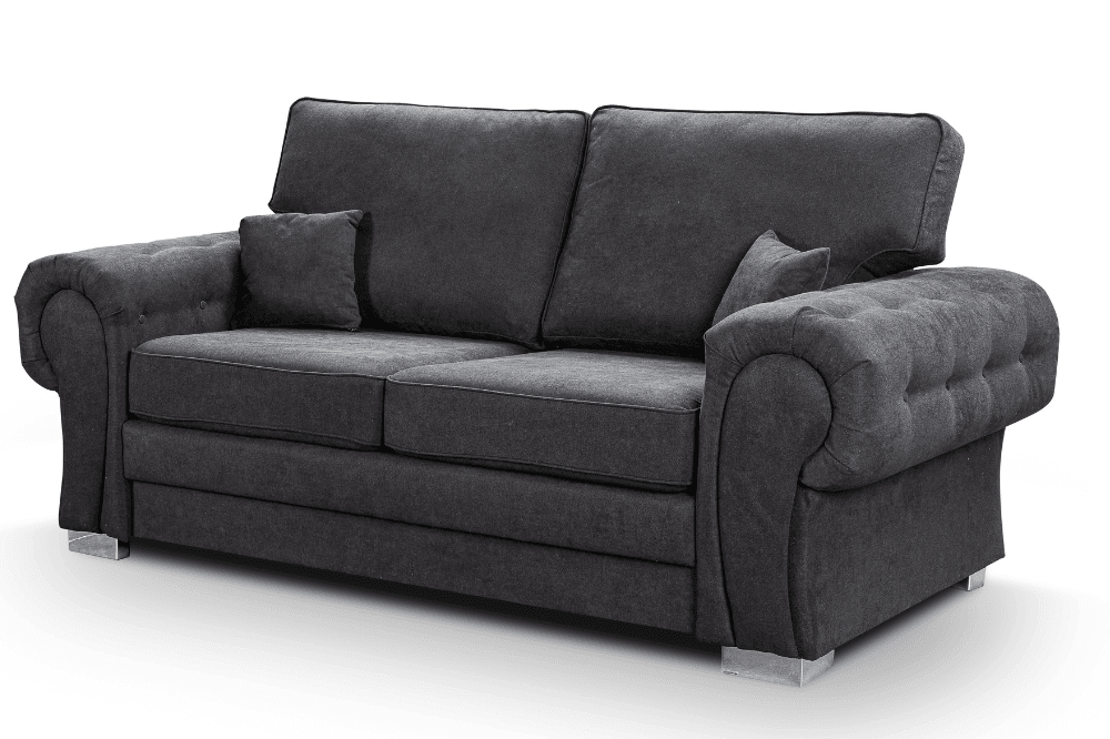 Verona High Back Black Fabric 3 Seater Sofa