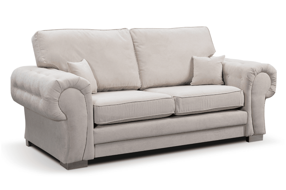Verona High Back Cream Fabric 3 Seater Sofa