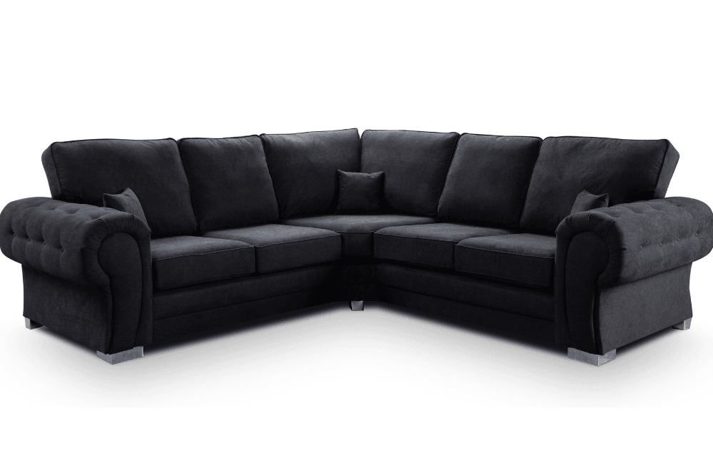Verona High Back Black Fabric Corner Sofa Bed