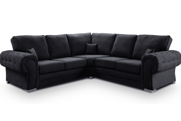 Verona High Back Black Fabric Corner Sofa Bed