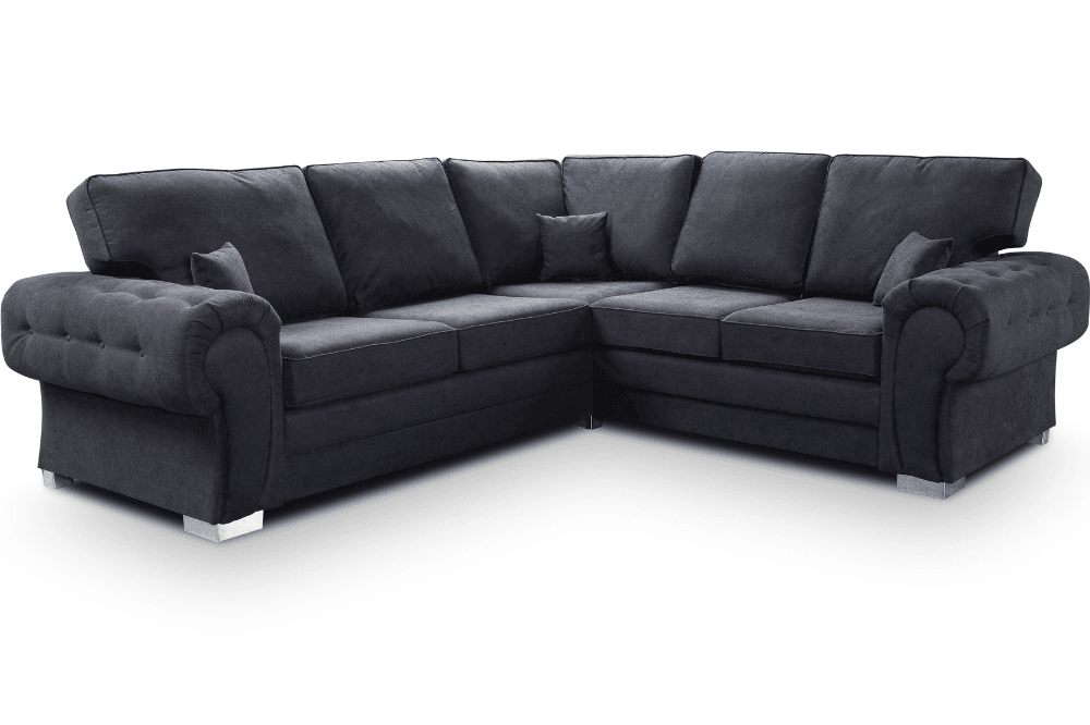 Verona High Back Black Fabric Corner Sofa Bed