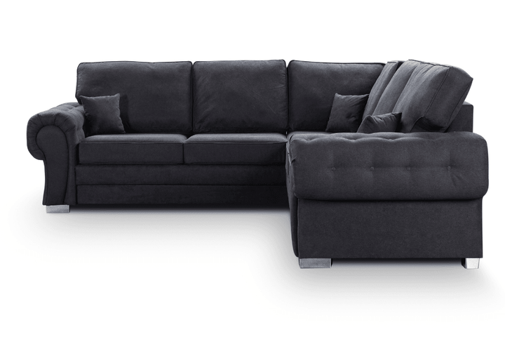 Verona High Back Black Fabric Corner Sofa Bed