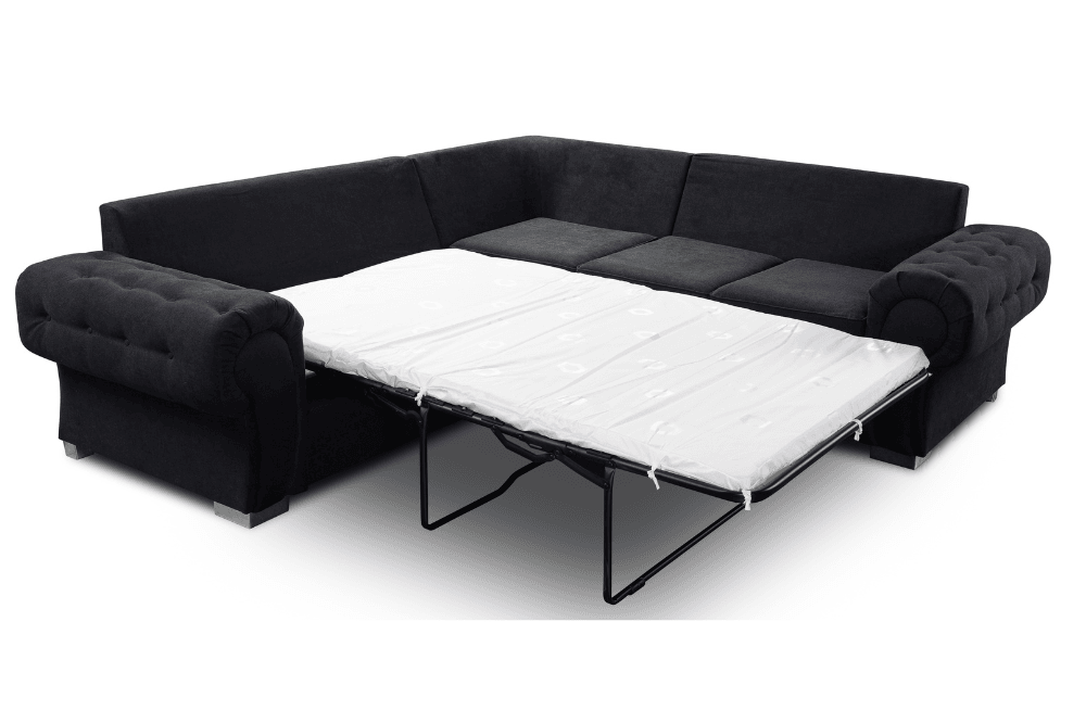 Verona High Back Black Fabric Corner Sofa Bed