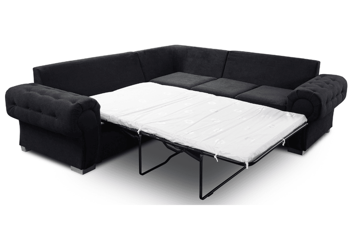 Verona High Back Black Fabric Corner Sofa Bed