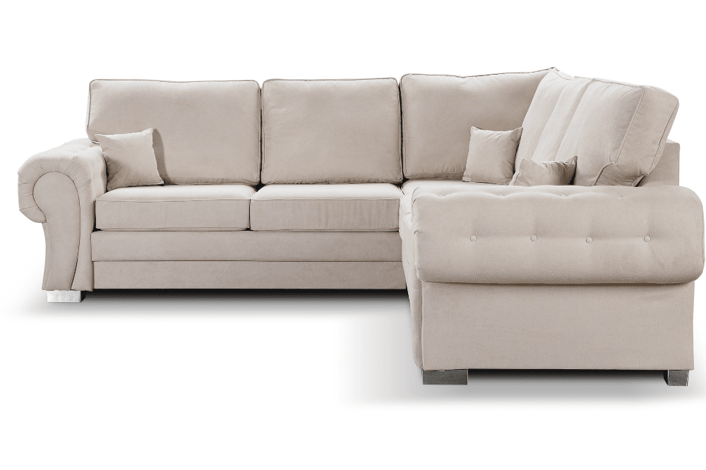 Verona High Back Cream Fabric Corner Sofa Bed