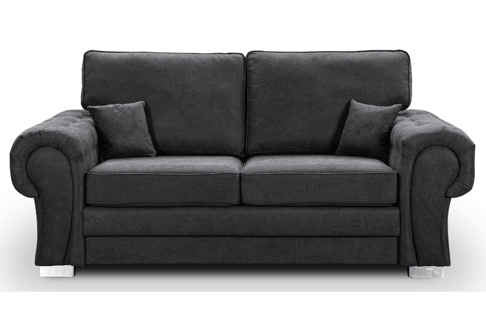 Verona High Back Black Fabric 3 Seater Sofa Bed