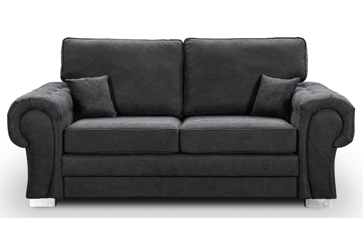 Verona High Back Black Fabric 3 Seater Sofa Bed