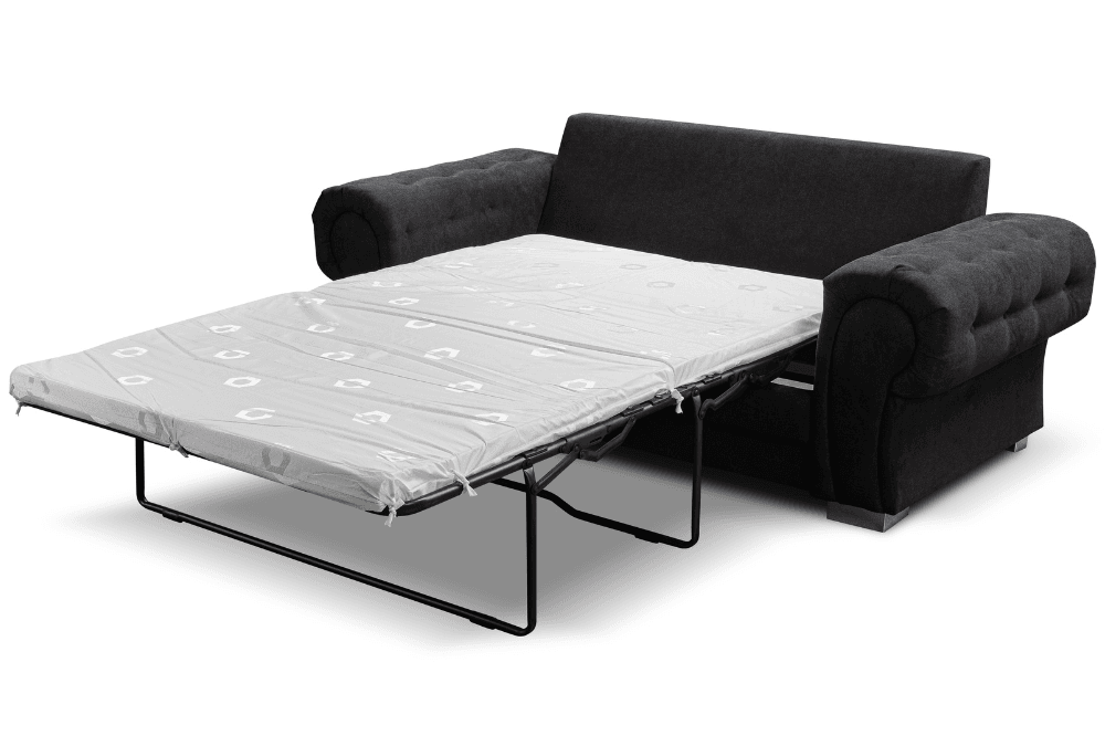 Verona High Back Black Fabric 3 Seater Sofa Bed
