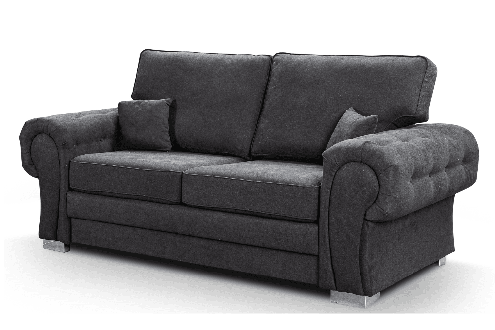Verona High Back Black Fabric 3 Seater Sofa Bed