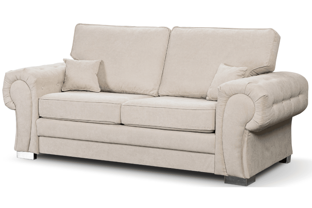Verona High Back Cream Fabric 3 Seater Sofa Bed