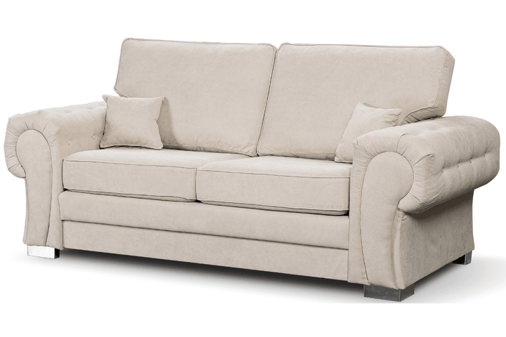 Verona High Back Cream Fabric 3 Seater Sofa Bed