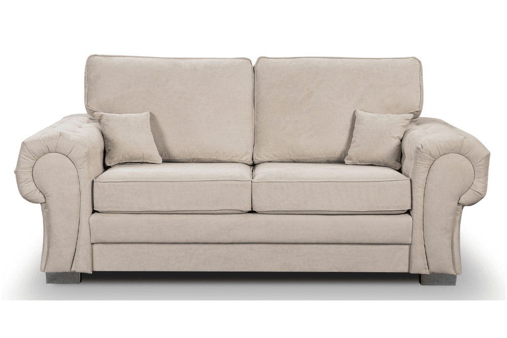 Verona High Back Cream Fabric 3 Seater Sofa Bed