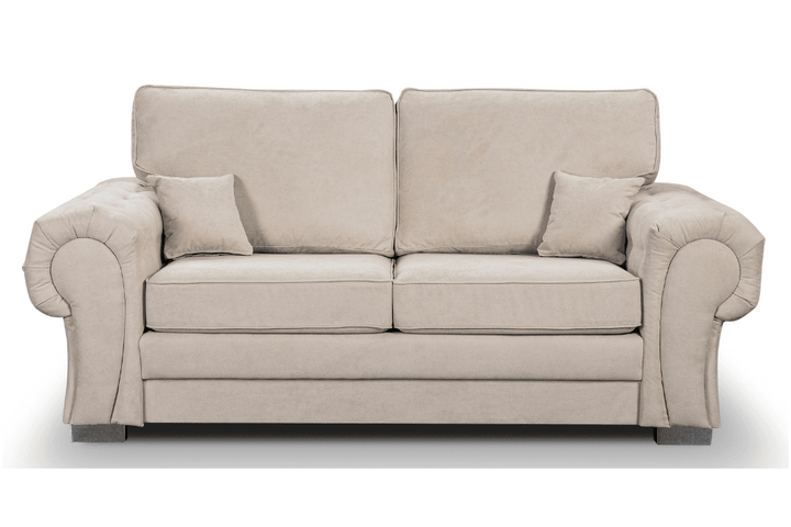 Verona High Back Cream Fabric 3 Seater Sofa Bed