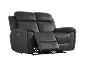 Gray recliner chair with console on a dark background