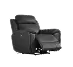 Black recliner chair with armrests on a dark background