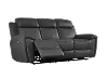 Black reclining sofa with cup holders on a white background