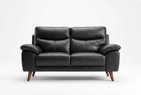 Ascot Genuine Leather Black Sofa