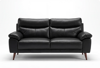 Ascot Genuine Leather Black 3 Seater 