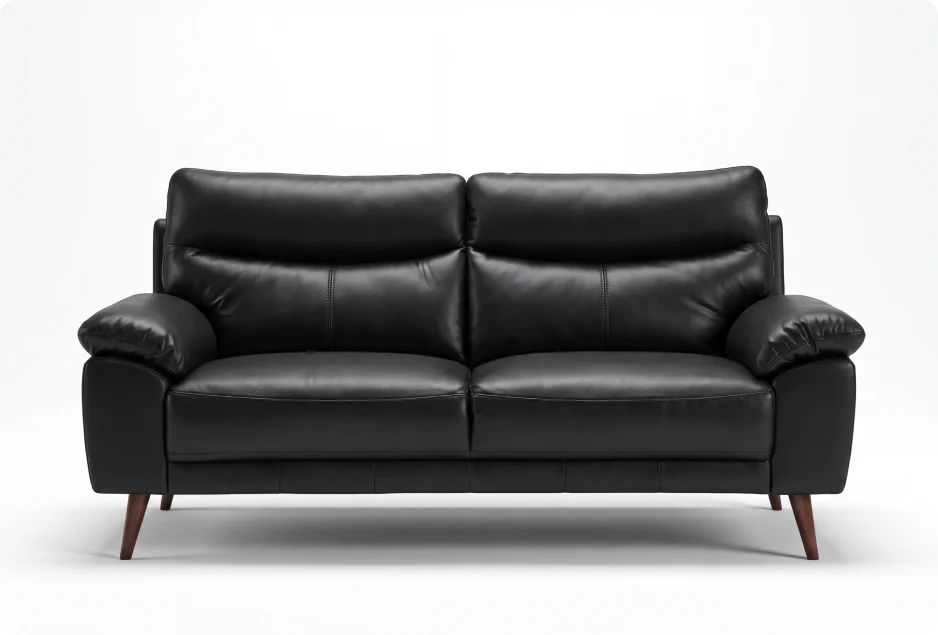 Ascot Genuine Leather Black 3 Seater 