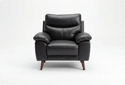 Ascot Genuine Leather Black Armchair