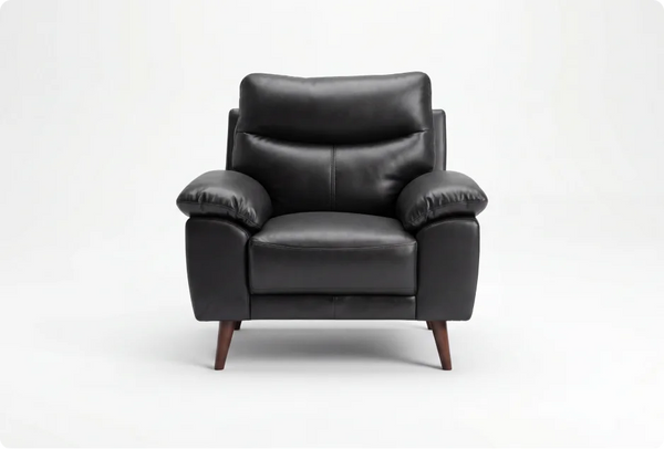 Ascot Genuine Leather Black Armchair