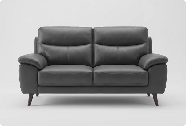 Ascot Genuine Leather Grey 2 Seater Sofa