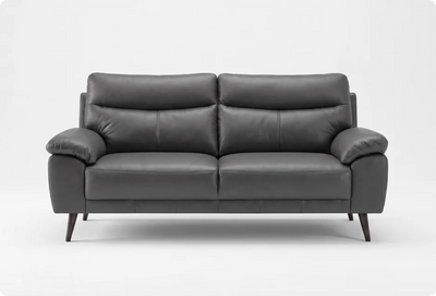Ascot Genuine Leather Grey 3 Seater Sofa