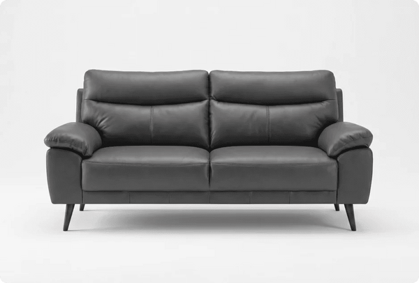 Ascot Genuine Leather Grey 3 Seater Sofa