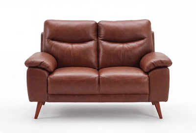 Ascot Genuine Leather Tan 2 Seater Sofa