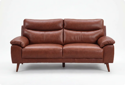 Ascot Genuine Leather Tan 3 Seater Sofa