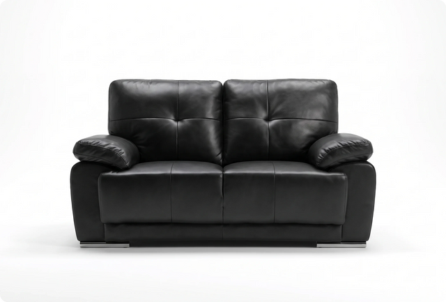 Brighton Black Leather 2 Seater Sofa