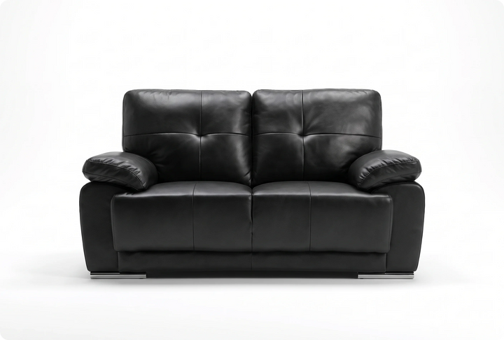 Brighton Black Leather 2 Seater Sofa