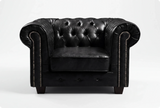 Chesterfield Black Leather Antique Armchair