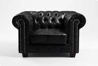 Chesterfield Black Leather Antique Armchair