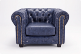 Chesterfield Blue Leather Antique Armchair