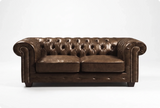 Chesterfield Brown Leather Antique 3 Seater Sofa