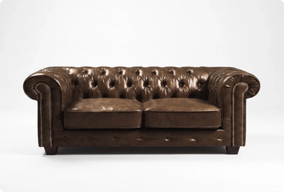 Chesterfield Brown Leather Antique 3 Seater Sofa
