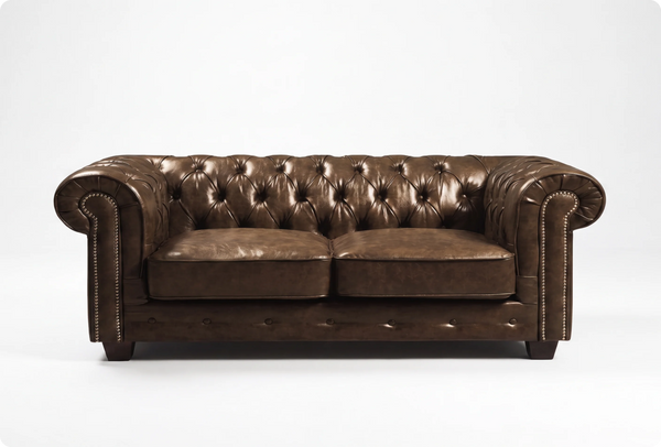 Chesterfield Brown Leather Antique 3 Seater Sofa