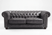 Chesterfield Grey Leather Antique 3 Seater Sofa