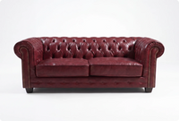 Chesterfield Red Leather Antique 3 Seater Sofa