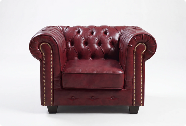 Chesterfield Red Leather Antique Armchair