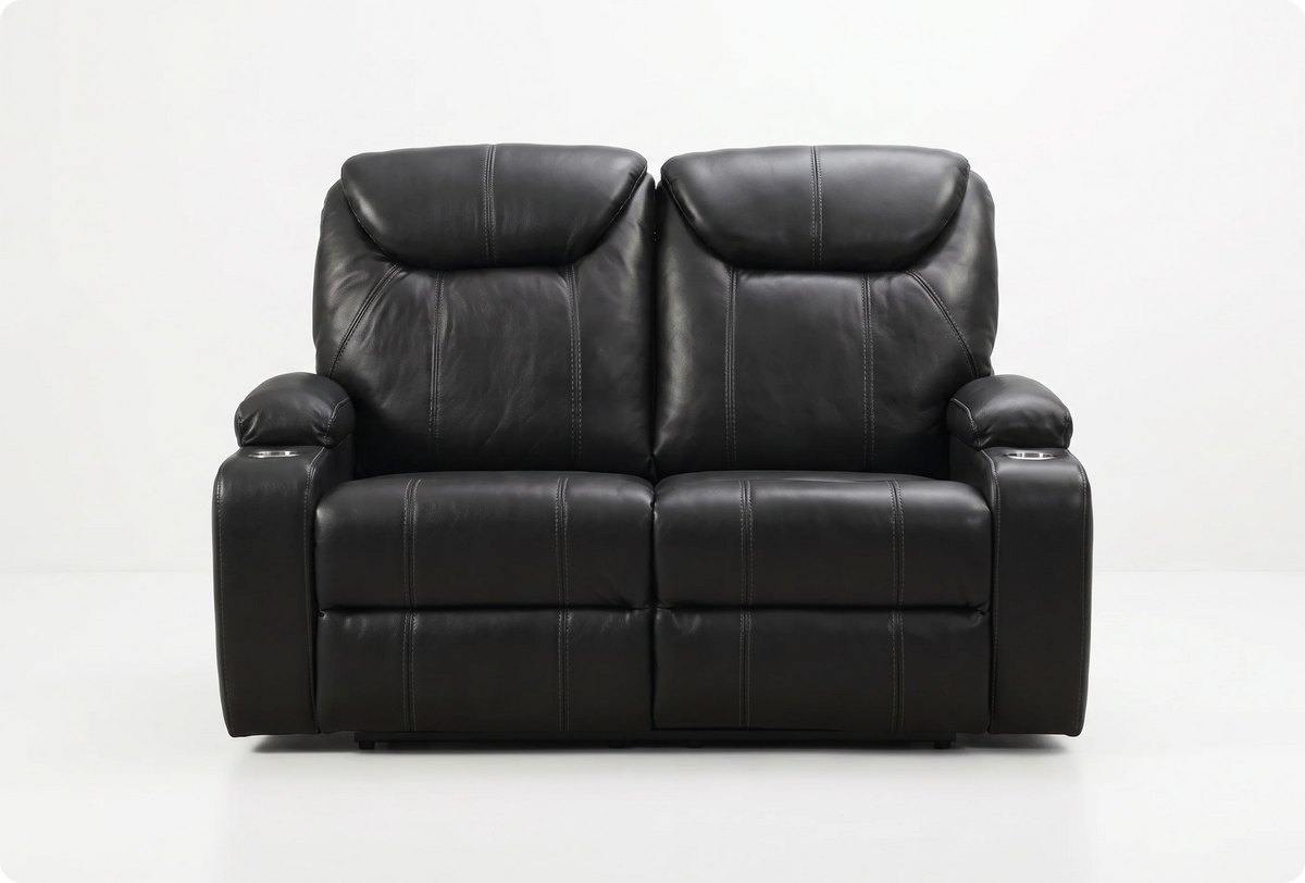 Cinemax Black Electric 2 Seater Leather